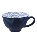 Blue Vintage Victorian Floral Blooms Design Large Porcelain Mug 19oz 5.2... - £13.36 GBP