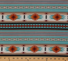 Cotton Southwestern Aztec Turquoise Cotton Fabric Print by the Yard D466.31 - £10.32 GBP