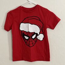 Marvel Boys Medium (8) Spider-Man Santa Graphic T-shirt Tee Red Small Stain - €7,70 EUR