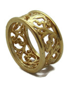  Flowers Band Ring  14k Solid Yellow Gold. - £299.76 GBP