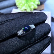 New Fashion Black Opal 6*8mm for  Wedding Rings Sterling Silver Rings Luxury Jew - £39.44 GBP
