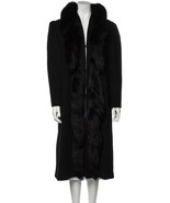 Evans Vintage Wool Fur Fox Tail Accents Long Coat With Scarf Black Sz 10/12 - £240.40 GBP