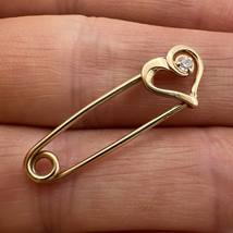 Vintage Rose Gold 585 14K Women&#39;s Jewelry Safety Pin Brooch Needle Heart 0.7 gr - £208.51 GBP