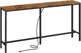 Superjare Console Table With Charging Station, Vintage Brown, 63&#39;&#39;, For ... - $1,562.39 MXN