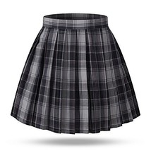 Girl&#39;s A-line Kilt Plaid Pleated Skirts (XS,Grey mixed purple ) - £15.54 GBP