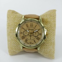 Geneva Platinum Faux Chronological Tan Beige Women&#39;s Wristwatch Watch Qu... - $9.50