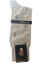 Punto Mens Dress Socks Egyptian Cotton 10-13 Light Gray Paisley Made Italy  - $27.32