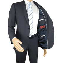 Men Suit BERLUSCONI Turkey Italian Wool 180's Single Breasted 623-03 Navy Plaid image 6