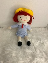 Madeline Yottoy Plush Stuffed Doll Toy Yellow Hat Blue Dress Yarn Hair - $13.85