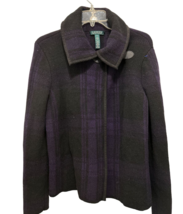 Ralph Lauren Lambswool Jacket Cardigan Sweater Purple Knitted Size Med - $24.74