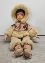 Native American Eskimo Porcelain Doll Nika 17&quot; Cultural Vtg Hamilton Collection - £20.25 GBP