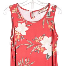 Caribbean Joe Hawaiian Dress S Womens Red Hibiscus Sleeveless Long Vacation Slit - £18.67 GBP