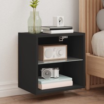 Bedside Cabinet with LED Lights Wall-mounted Black - £21.50 GBP