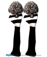 1 3 Classic BLACK WHITE KNIT POM golf club Headcover vintage Head covers... - $540.33 MXN