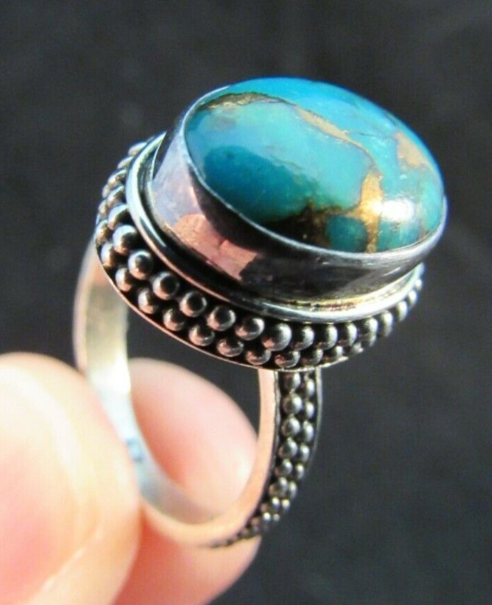 Primary image for STERLING SILVER & faux TURQUOISE ladies ring 925 size 6.5 6.3g ESTATE SALE!