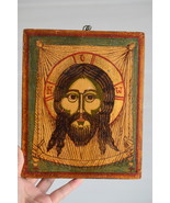 vintage Russian hand-painted icon on wood - face of Christ ,orthodox hol... - £47.13 GBP