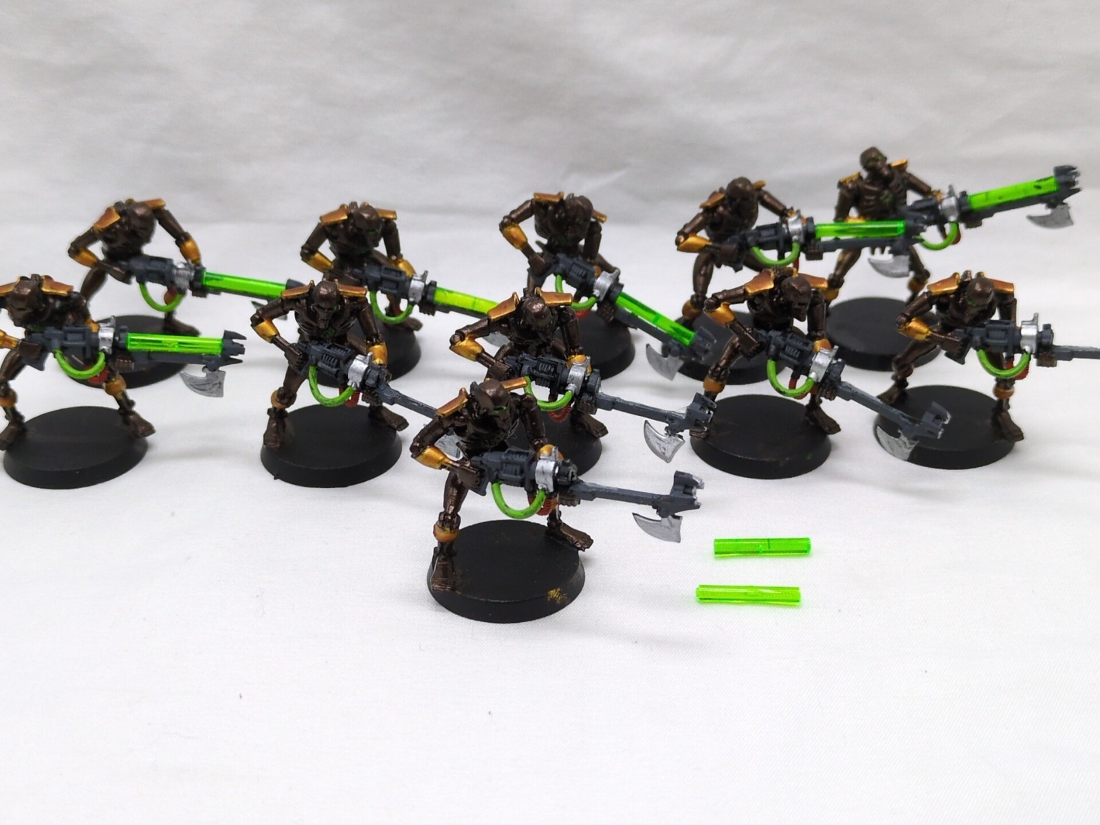 (11) Painted Warhammer 40k Necron Warrior Translucent Rods Miniatures - $54.44
