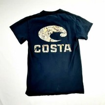 Costa Del Mar Mens T-Shirt Size Small Black Faded Camo Logo TD9 - £6.59 GBP