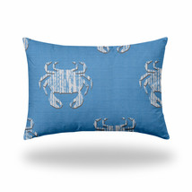 14&quot; X 20&quot; Blue And White Crab Zippered Coastal Lumbar Indoor Outdoor Pillow C... - £47.78 GBP