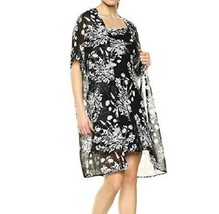 Calvin Klein Womens 6 Black White Floral Print Slip Dress and Cover Up NWT - $49.74