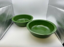 Pair of Vintage Homer Laughlin Fiestaware FIESTA FOREST GREEN Nappy Bowls - $69.99
