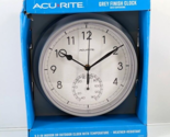 AcuRite Indoor Outdoor 9.25 in. White Grey Finish Clock with Thermometer... - £15.51 GBP