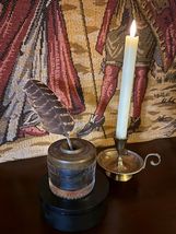 Antique 1907 Sengbusch Self Closing Glass Inkwell with Brass Lid - $87.22