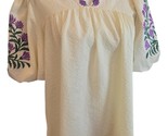 Umgee Babydoll Puff Sleeve Top With Embroidery Size S - $46.53