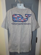 Vineyard Vines Gray American Flag 4th of July W/Pocket T-Shirt Size M (12/14) - £20.70 GBP
