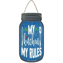 My Kitchen My Rules Whisk Novelty Metal Mason Jar Sign - £14.08 GBP