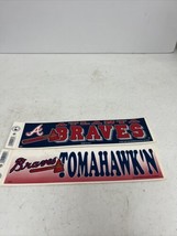 VTG Atlanta Braves bumper stickers Tomahawk’n MLB Hank Aaron Chipper Jones - £19.78 GBP