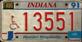 Vintage Indiana License Plate -  - Single Plate  1991 handicap Birthday ... - $28.79