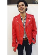 Men Genuine Lambskin Leather Motorcycle Jacket Slim fit Biker Jacket - FW - $99.99