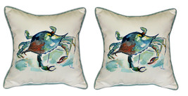 Pair of Betsy Drake Betsy’s Crab Large Pillows 18x18 - £71.21 GBP