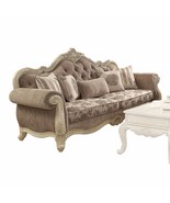 35&quot; Gray Velvet Floral Sofa And Toss Pillows With Beige Legs - $73,315.78 MXN