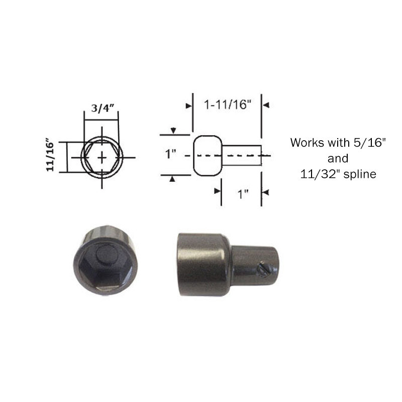 Gordon Glass® Hex Ball Adaptor for Skylight and Awning Window Operators, Br - $29.95