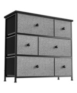 6 Drawer Dresser Organization Storage Unit With Steel Frame, Light Grey - £70.24 GBP