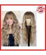 Stunning 26-Inch Long Wavy Wig - Dirty Blonde with Bangs for Effortless ... - $1,021.83 MXN