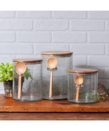 New Bubble Glass with Wooden Spoon Canister Set - £128.96 GBP