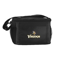 NFL Minnesota Vikings 6 Can Cooler Bag Black Beach Sports Lunchbox - £9.60 GBP