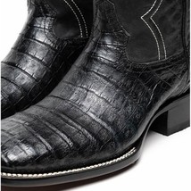 TUCSON Genuine Caiman Belly Skin Cowboy Boot from the Western Collection Black image 4