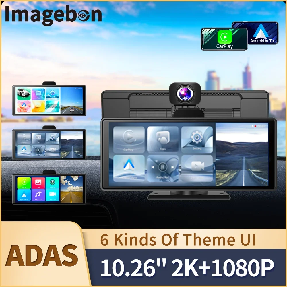 Imagebon 10.26&quot; 2K Dash Cam ADAS Wireless CarPlay &amp; Android Auto Car DVR GPS - £109.42 GBP+
