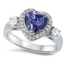 Sterling Silver December Heart Simulated Tanzanite Ring - £53.77 GBP+