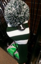 NEW MI green white Driver #1 Knit Pom Pom Head Cover Golf sock state Headcover - £14.55 GBP