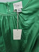 A New Day Women's Size Medium Long Sleeve Green Satin Belted A-Line Dress image 4