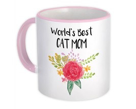 World&#39;s Best Cat Mom : Gift Mug Pet Cute Flower Christmas Birthday - £12.74 GBP