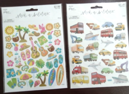 Paper Studio Stickers - Beach &amp; Transportation - Glittered &amp; Raised - £2.16 GBP