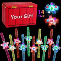 14 Pack LED Light Up Fidget Spinner Bracelets Party Favors for Kids 4 8 8 12 Chr - £19.88 GBP
