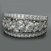 2.75Ct Diamond Three Row Anniversary Wedding Band Ring In 14K White Gold Over - £81.98 GBP