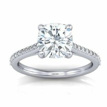 1.40CT Cushion Cut Forever One Moissanite White Gold Ring With Diamonds - £997.62 GBP